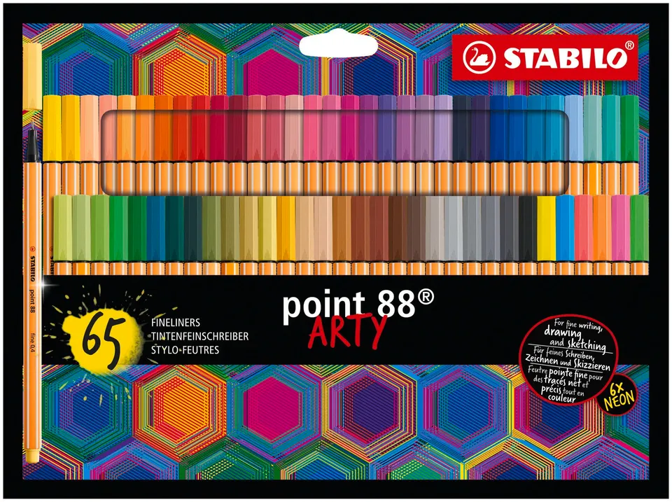 stabilo-point-88-arty-tui-carton-x-65-feutres-pointe-fine-0-4-mm-coloris-assorti image 1