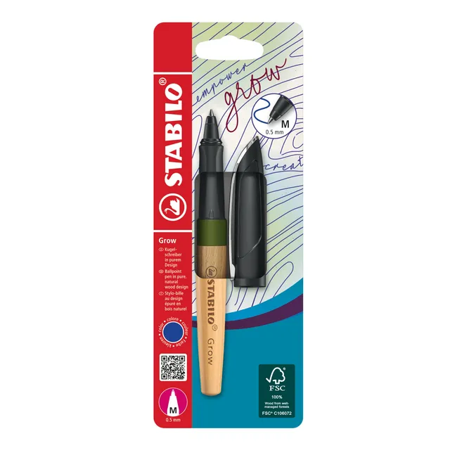 stabilo-grow-bille-stylo-bille-rechargeable-bois-de-ch-ne-certifi-fsc-vert-mouss image 1