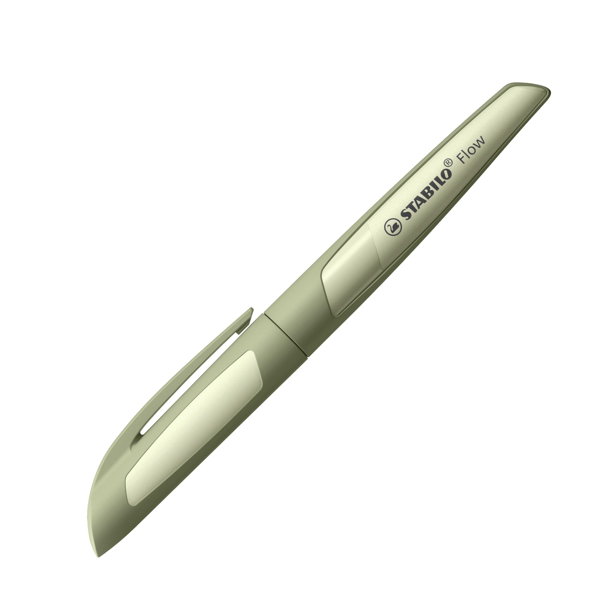 stabilo-flow-stylo-plume-rechargeable-vert-kaki-plume-acier-pointe-iridium-trac- image 1