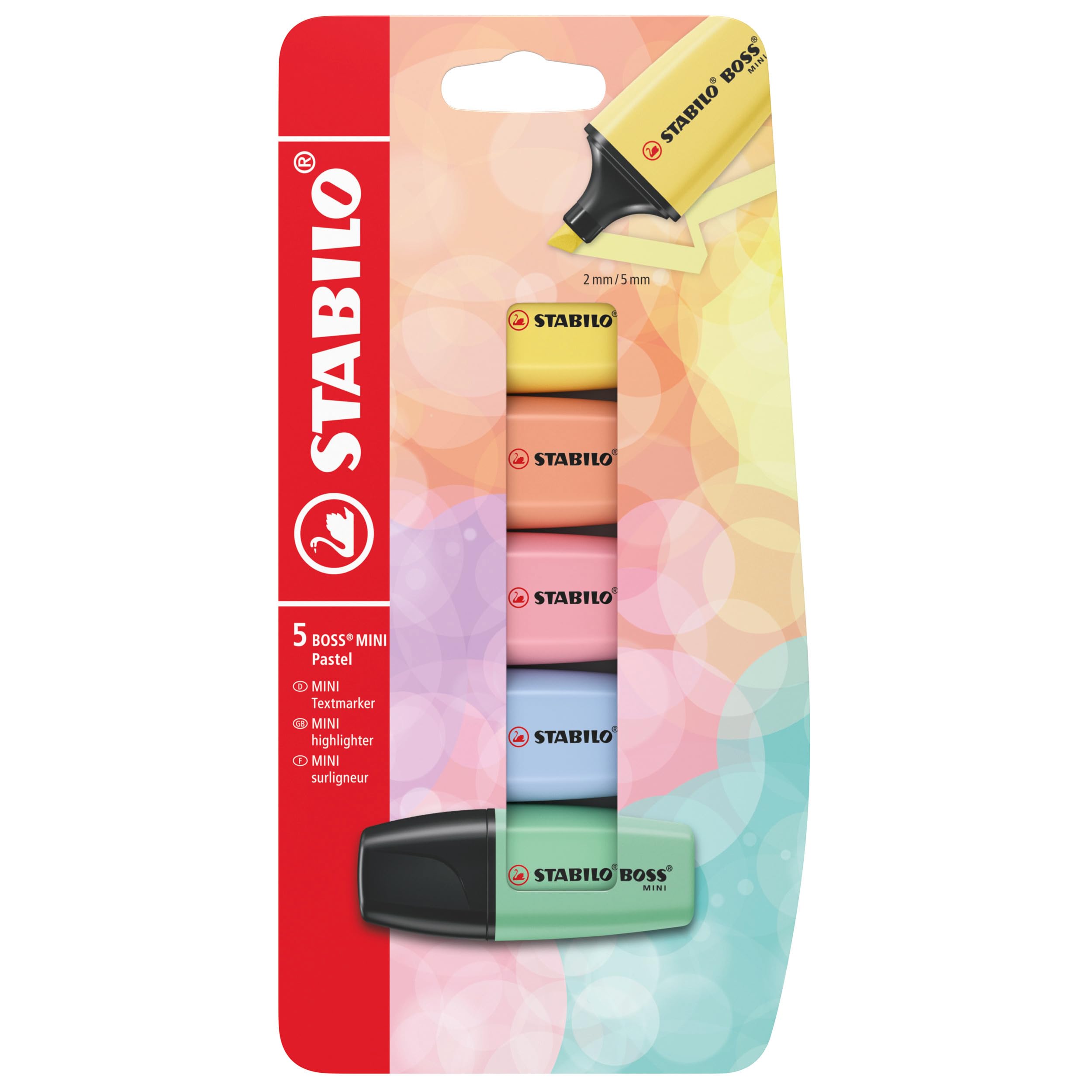 stabilo-boss-mini-pastel-mini-surligneurs-pointe-biseaut-e-blister-x-5-coloris-p image 1