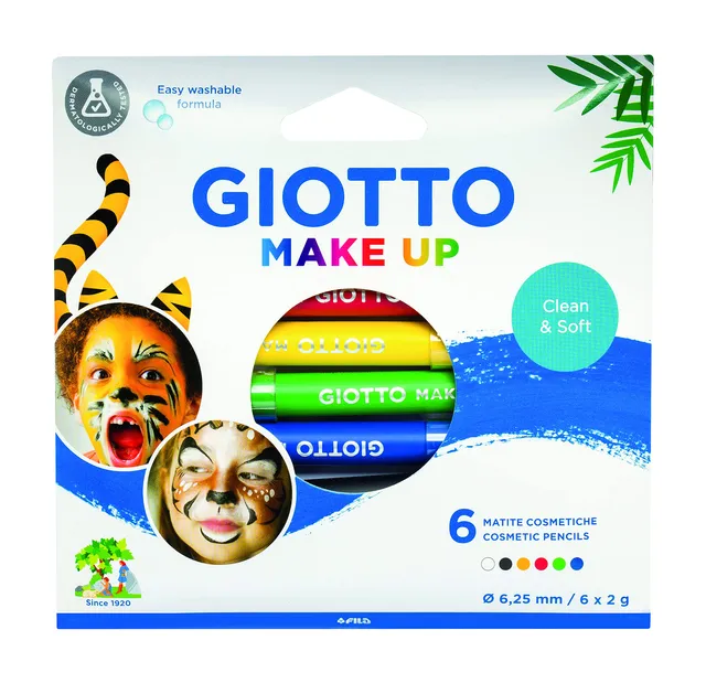 giotto-crayons-de-maquillage-doux-6-couleurs-assorties-formule-facile-lavable image 1