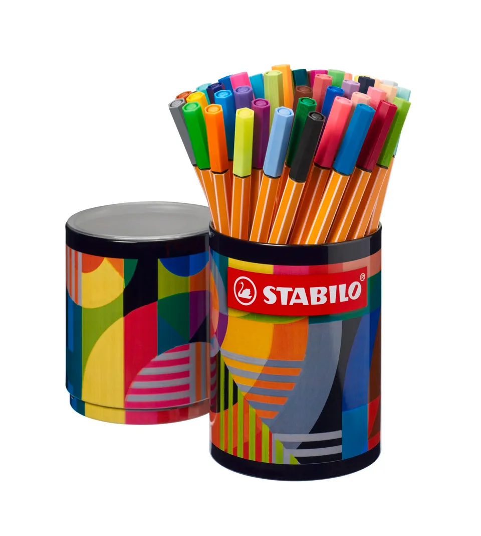 stabilo-point-88-arty-bo-te-m-tal-ronde-de-45-stylos-feutre-pointe-fine-0-4-mm-c image 1