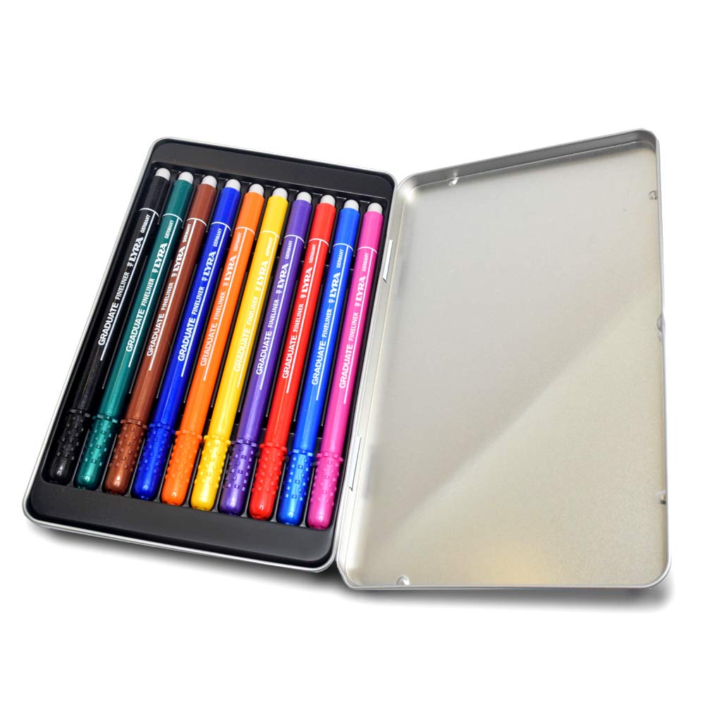lyra-graduate-fineliner-bo-te-m-tal-de-10-feutres-fins-0-5-mm image 2