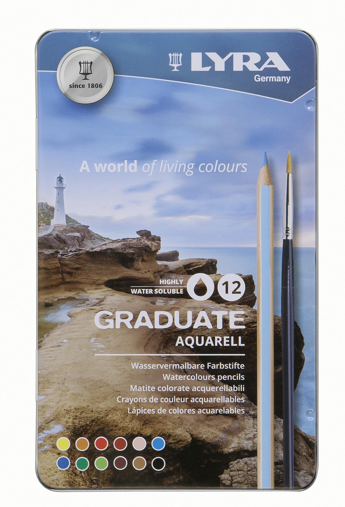 lyra-graduate-aquarell-bo-te-m-tal-de-24-crayons-de-couleur-aquarellables-1-pinc-2 image 4