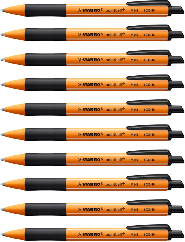 stabilo-pointball-lot-de-10-stylos-bille-rechargeables-noirs-pointe-moyenne-0-5- image 1