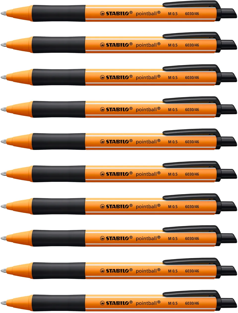 stabilo-pointball-lot-de-10-stylos-bille-rechargeables-noirs-pointe-moyenne-0-5- image 1