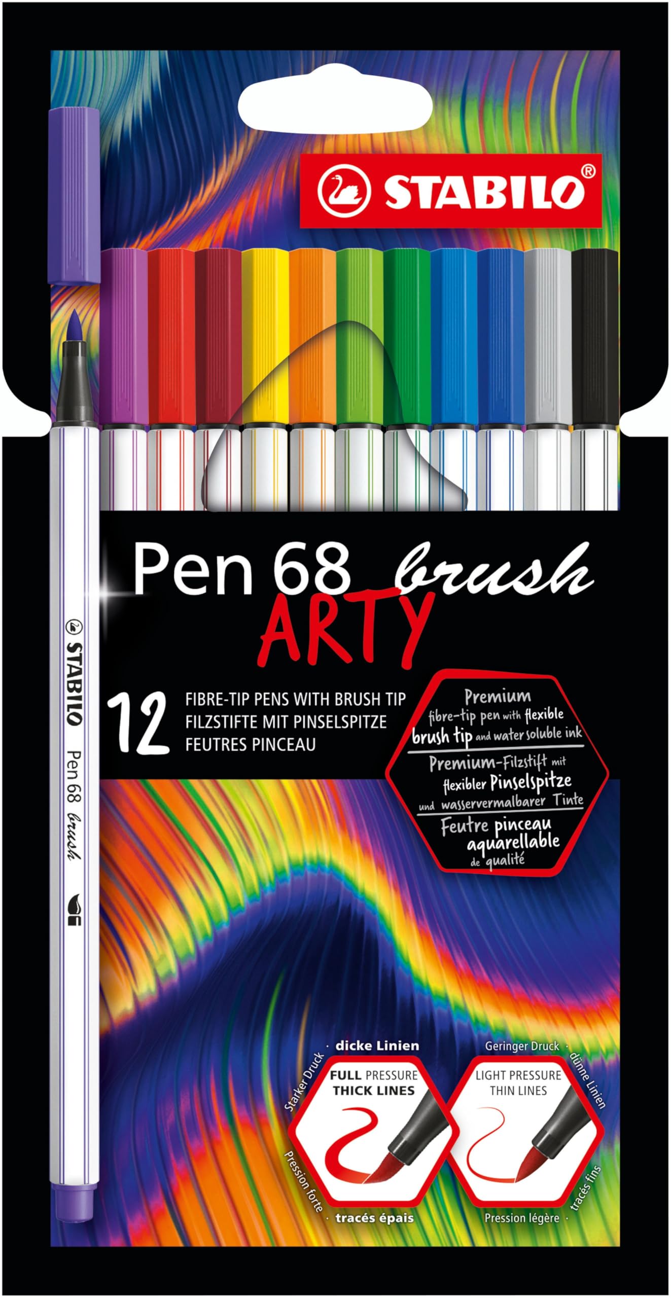 stabilo-pen-68-brush-arty-feutre-pinceau-etui-x-12-couleurs image 1