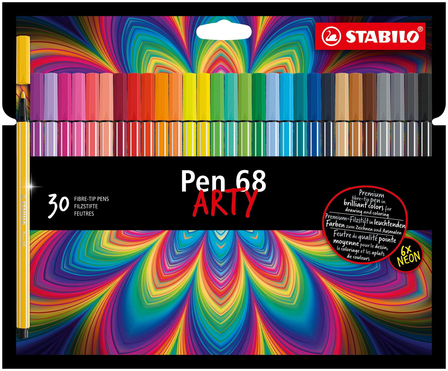 stabilo-pen-68-arty-feutres-de-coloriage-pointe-moyenne-tui-carton-de-30-coloris image 1