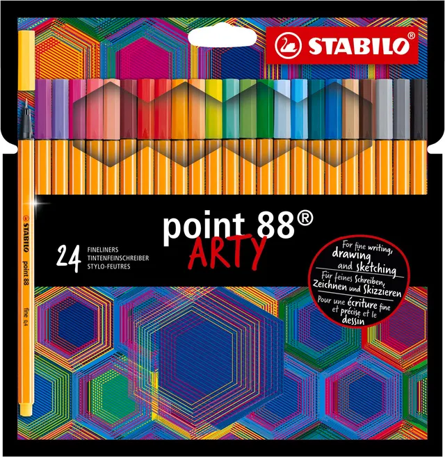 stabilo-point-88-tui-carton-24-feutres-fins-0-4-mm-coloris-assortis-gamme-arty image 1