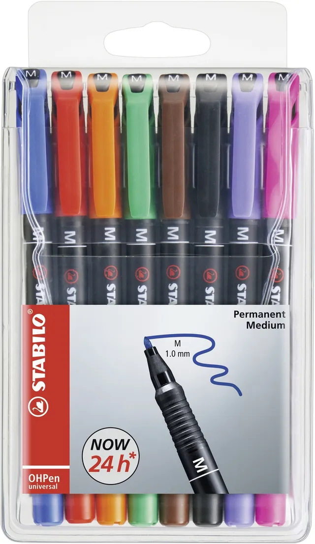 stabilo-ohpen-universal-pochette-de-8-marqueurs-permanents-encre-ind-l-bile-poin image 1