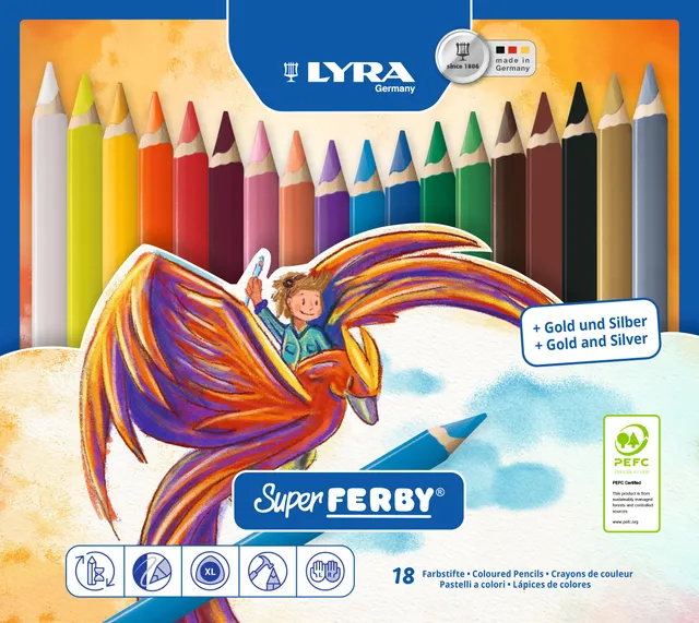 lyra-super-ferby-1-crayons-de-couleur-triangulaires-x18 image 1