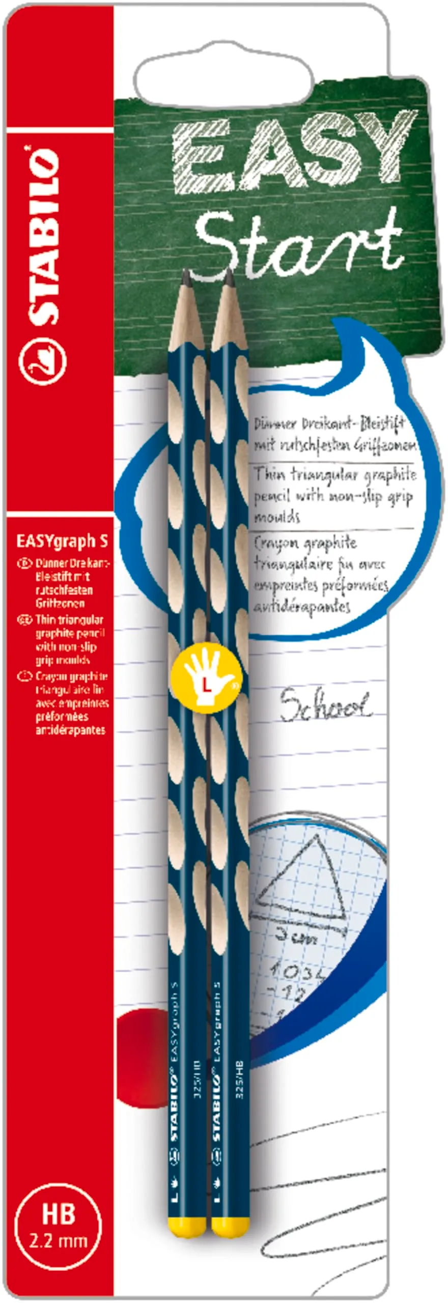 stabilo-easygraph-s-crayons-graphite-ergonomiques-gauchers-hb-pack-x-2-bleu-ardo image 1