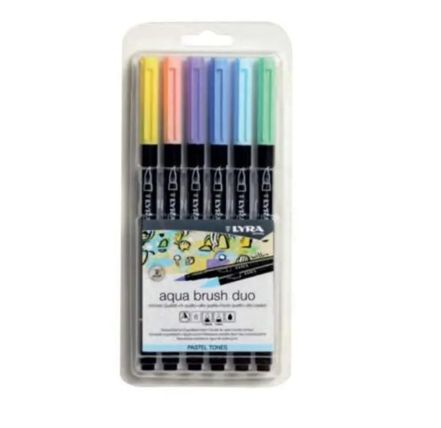 lyra-aqua-brush-duo-feutres-pinceau-double-pointe-aquarelle-set-6-couleurs-paste image 1