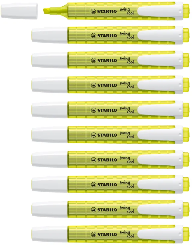 stabilo-swing-cool-lot-de-10-surligneurs-fluo-jaune-trac-1-et-4-mm image 1