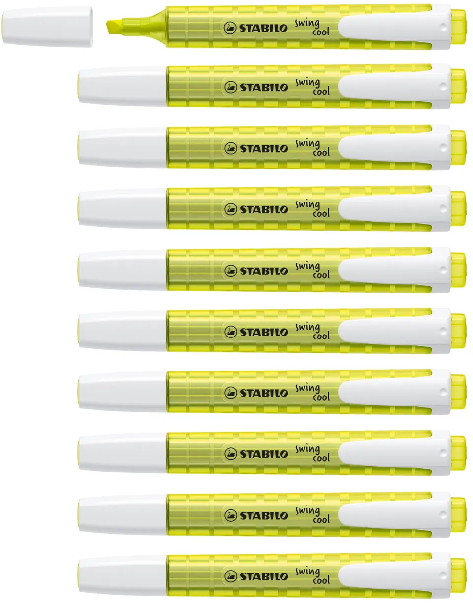 stabilo-swing-cool-lot-de-10-surligneurs-fluo-jaune-trac-1-et-4-mm image 1