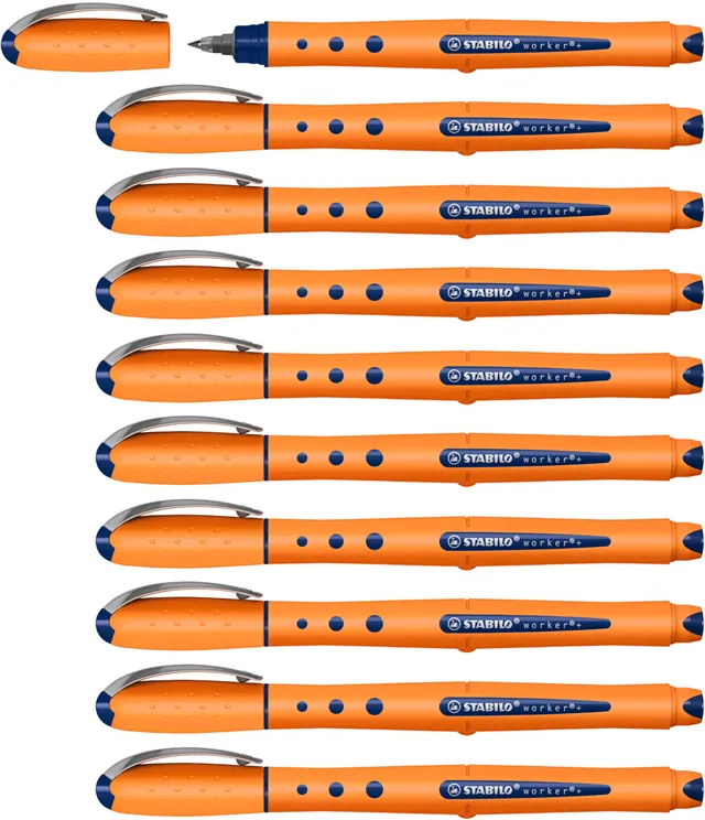 stabilo-worker-lot-de-10-stylos-rollers-pointe-fine-bleue-0-3-mm image 1