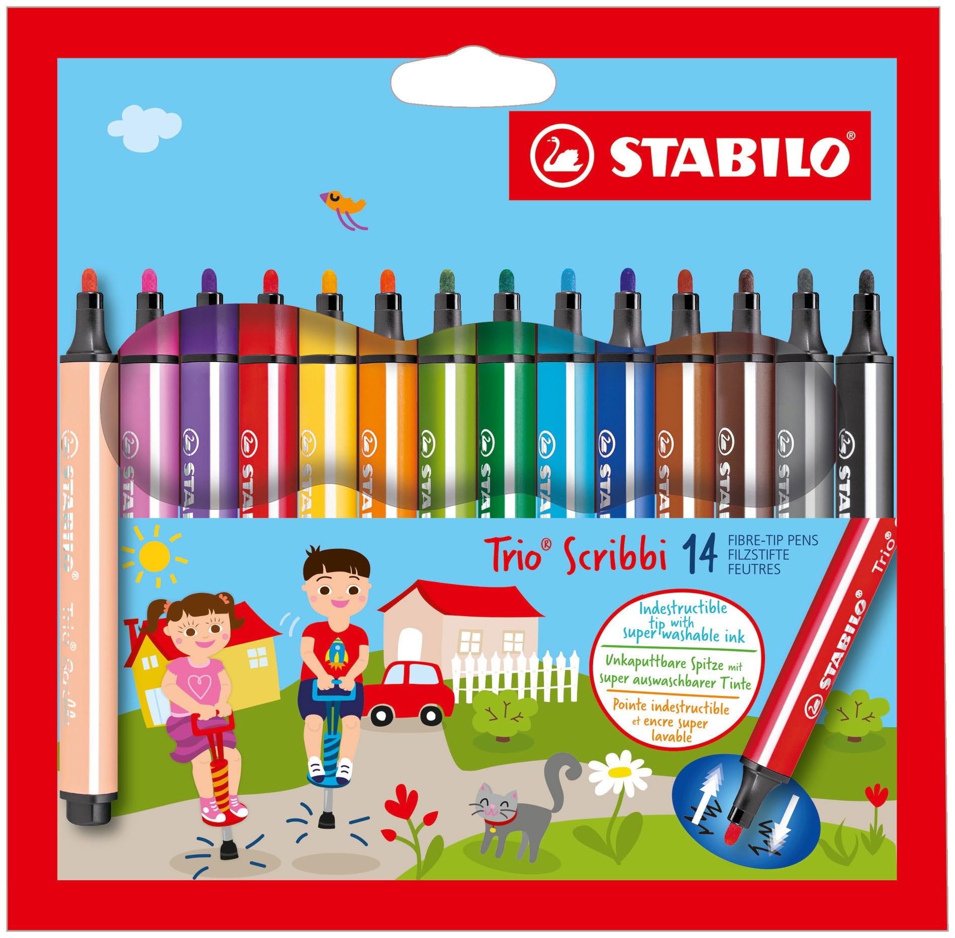 stabilo-trio-scribbi-feutres-de-coloriage-triangulaires-pointe-large-tui-x-14-co image 1