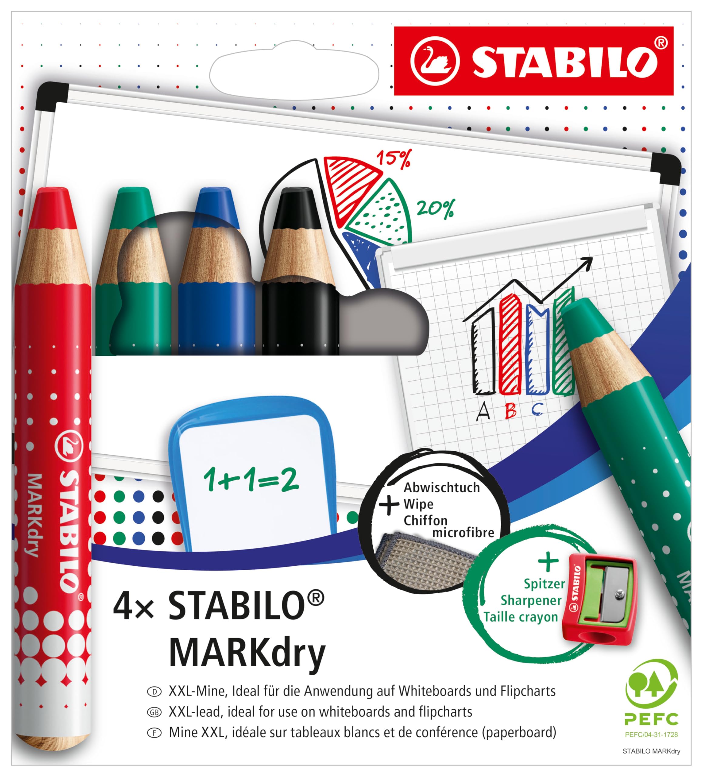 stabilo-markdry-tui-carton-de-4-crayons-marqueurs-ardoises-et-tableaux-blancs-mi image 1