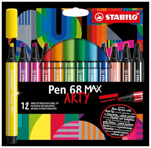 stabilo-pen-68-max-arty-etui-12-feutres-coloriage-pointe-biseautee image 8