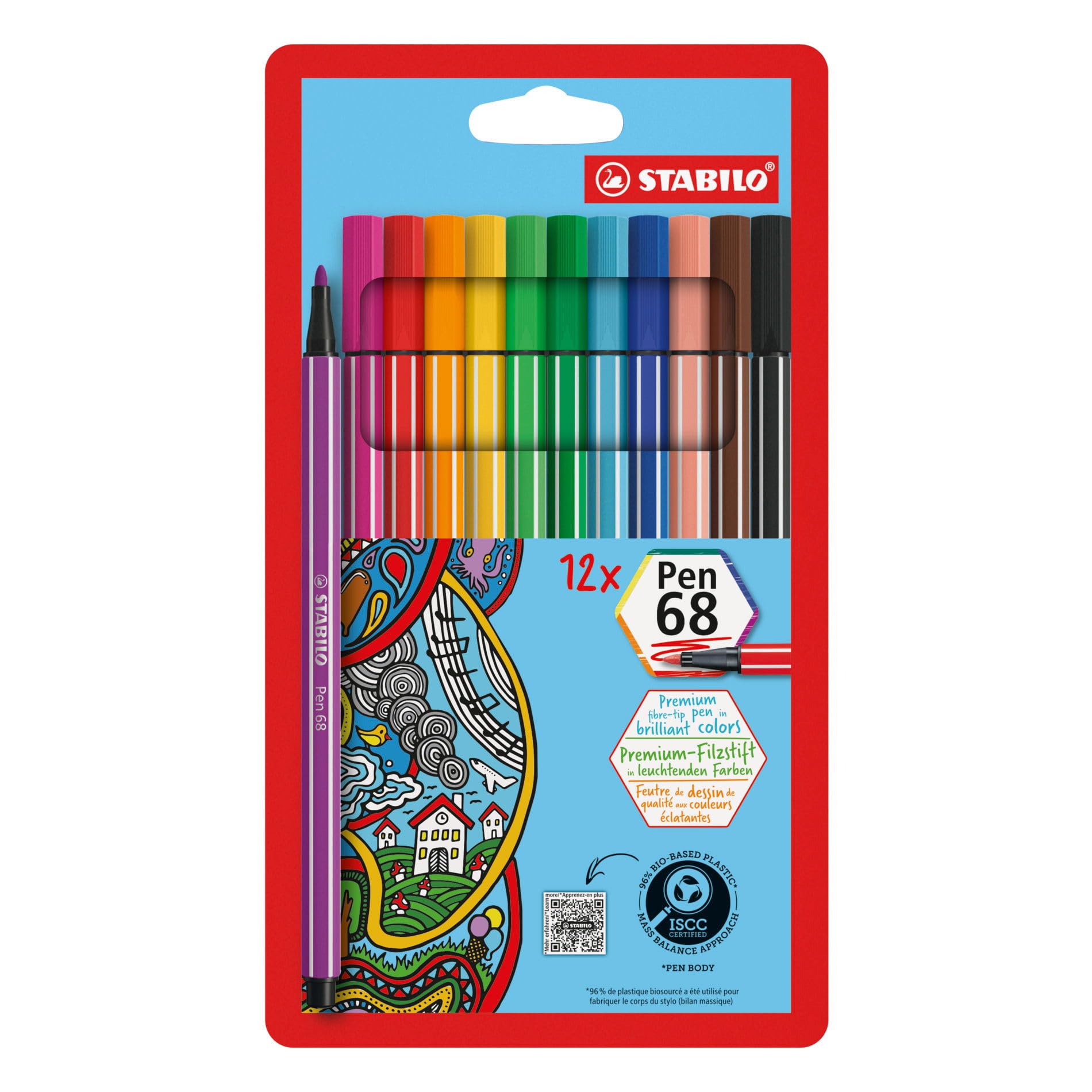 stabilo-pen-68-feutres-de-coloriage-pointe-moyenne-tui-carton-x-12-coloris-class image 1