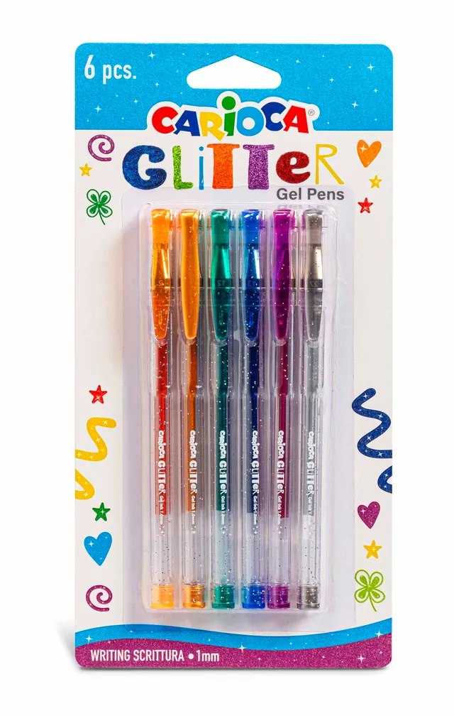 carioca-stylos-gel-paillet-s-6-pi-ces-papier-fonc image 1