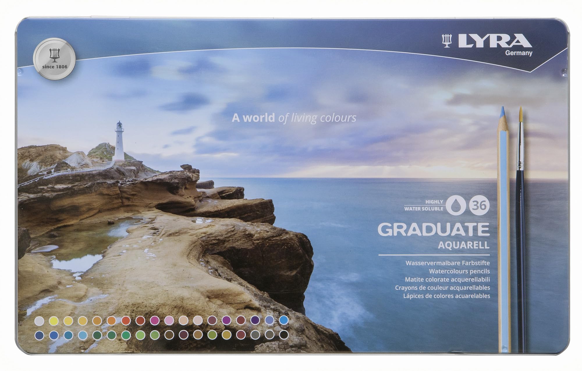lyra-graduate-aquarell-bo-te-m-tal-de-24-crayons-de-couleur-aquarellables-1-pinc-2 image 3