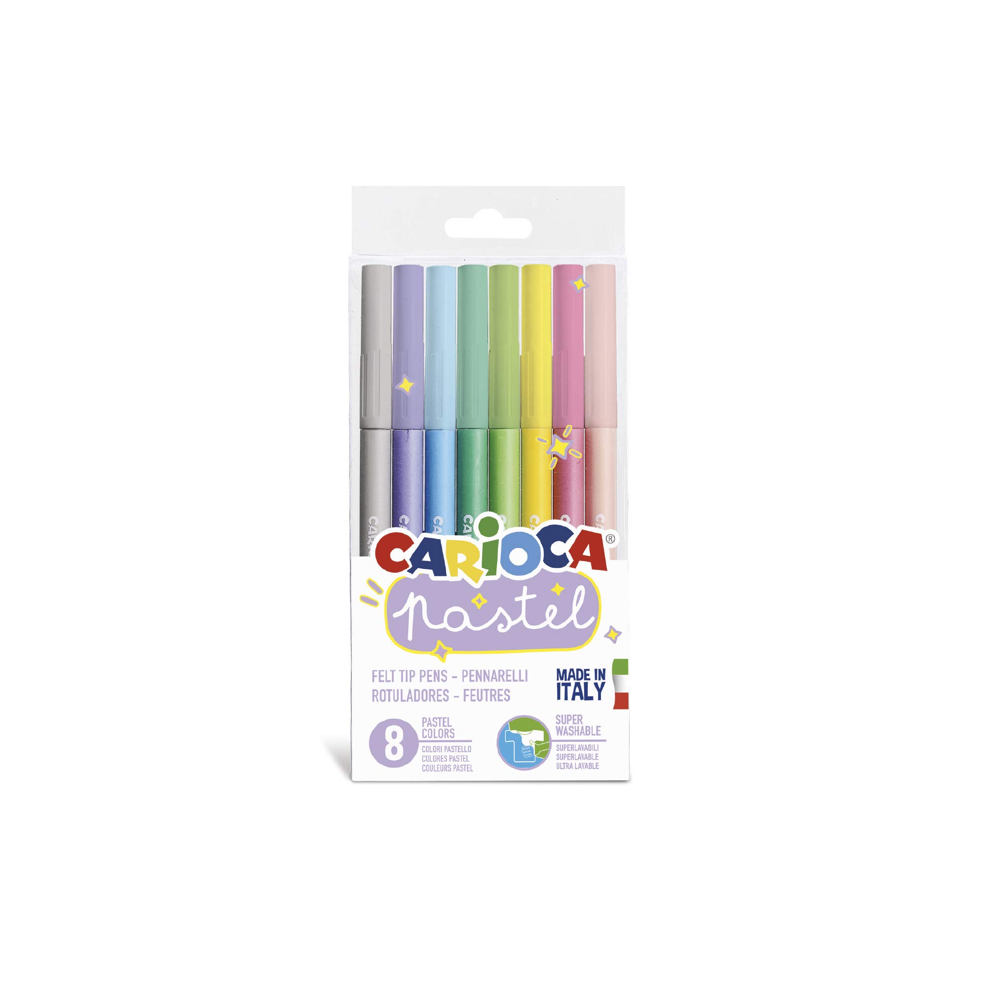 carioca-supercolor-pastel-feutres-pointe-conique-lavables-non-toxiques-bo-te-8-c image 1