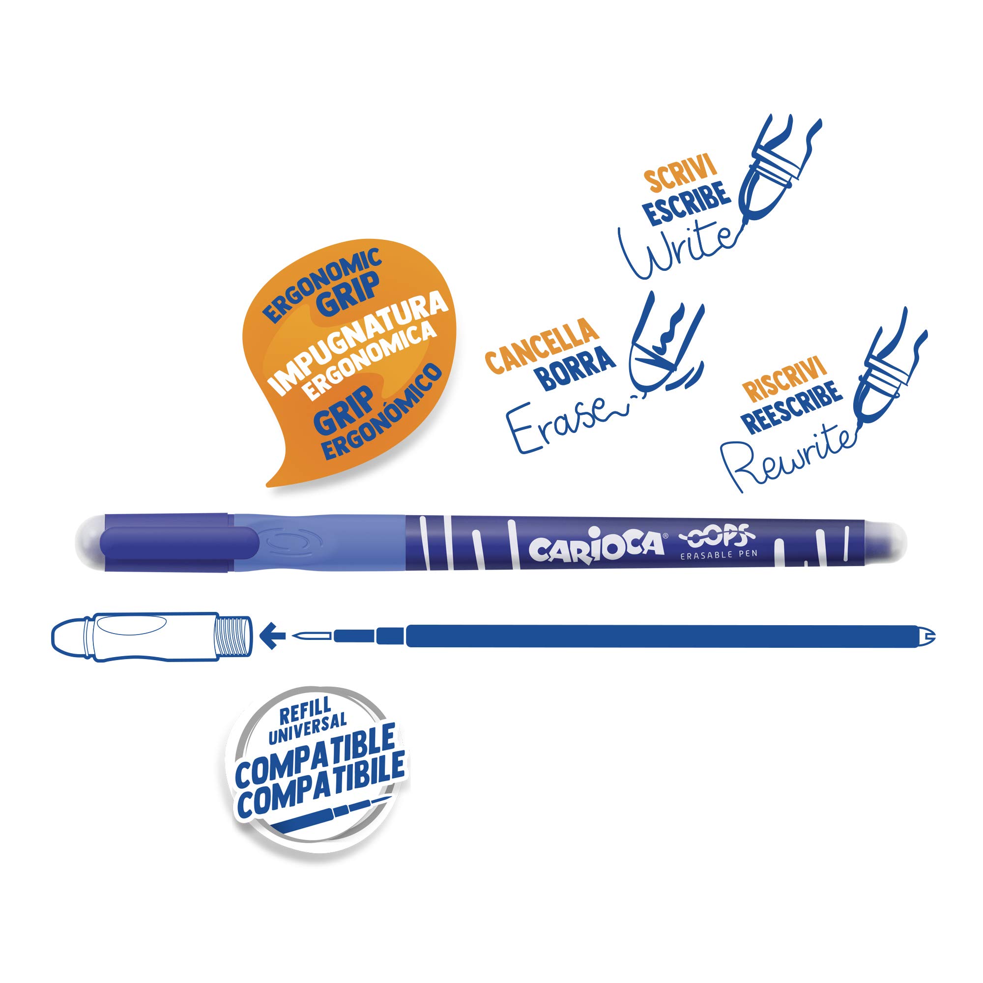 carioca-oops-bleu-stylo-effacable-0-7-mm-lot-de-12 image 2