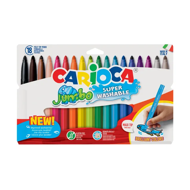 carioca-jumbo-colors-bo-te-de-18-marqueurs-super-lavables-pour-enfants-pointe-6- image 1