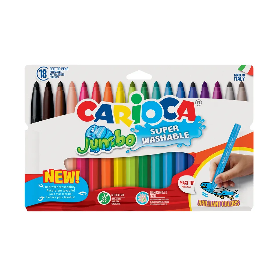 carioca-jumbo-colors-bo-te-de-18-marqueurs-super-lavables-pour-enfants-pointe-6- image 1