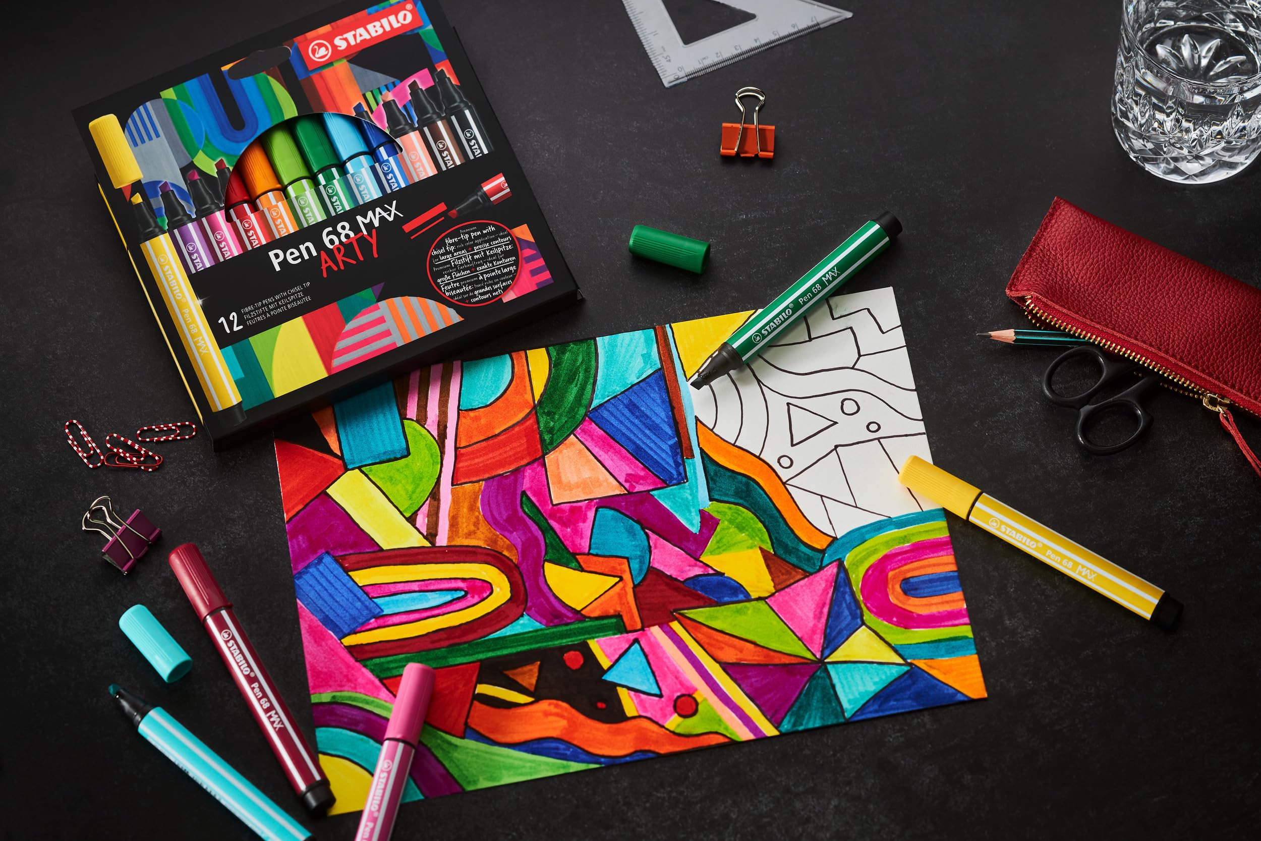 stabilo-pen-68-max-arty-etui-12-feutres-coloriage-pointe-biseautee image 4