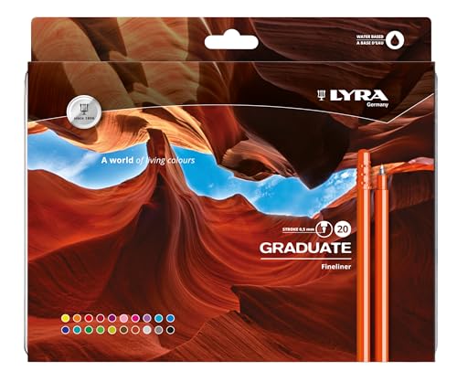 lyra-graduate-fineliner-bo-te-m-tal-20-feutres-fins-0-5-mm-encre-base-d-eau image 3
