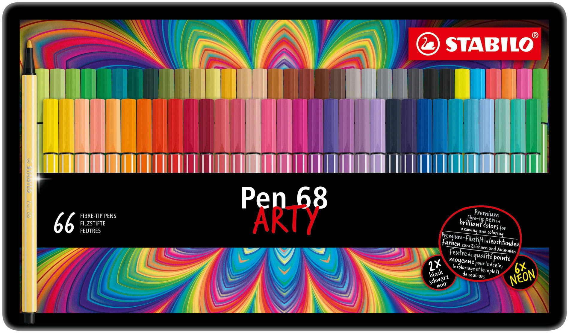stabilo-pen-68-arty-bo-te-m-tal-de-66-feutres-de-coloriage-pointe-moyenne-colori image 2