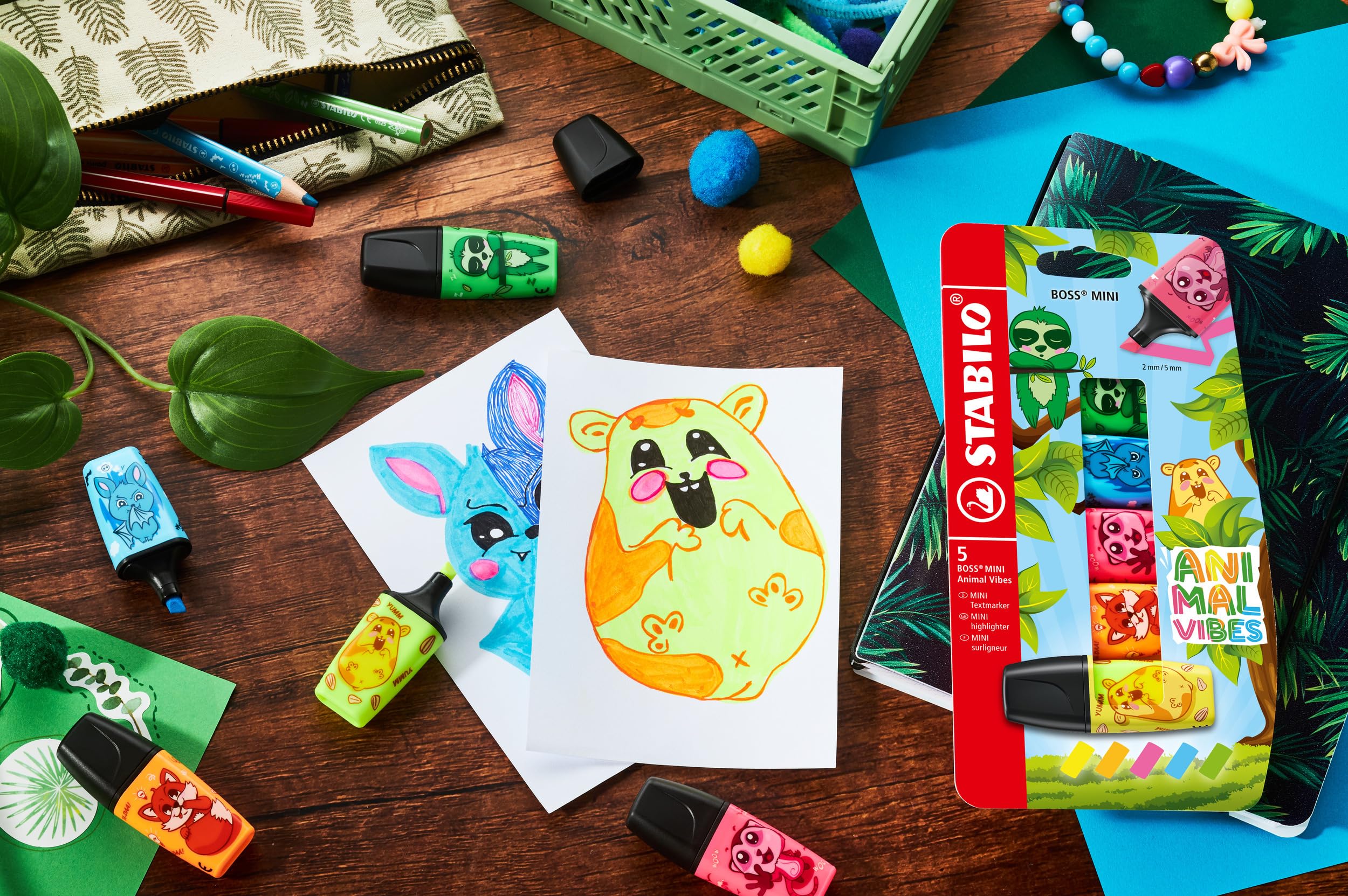 stabilo-boss-mini-animal-vibes-etui-carton-de-5-mini-surligneurs-fluo-coloris-as image 4