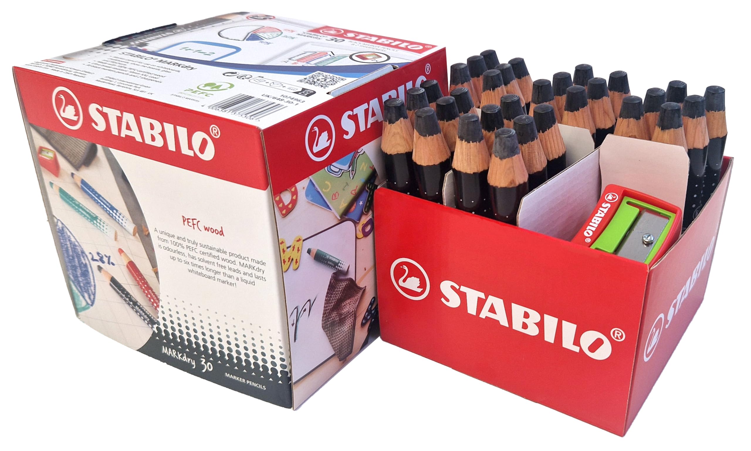 stabilo-markdry-schoolpack-pot-carton-de-30-crayons-marqueurs-effa-ables-ardoise image 2
