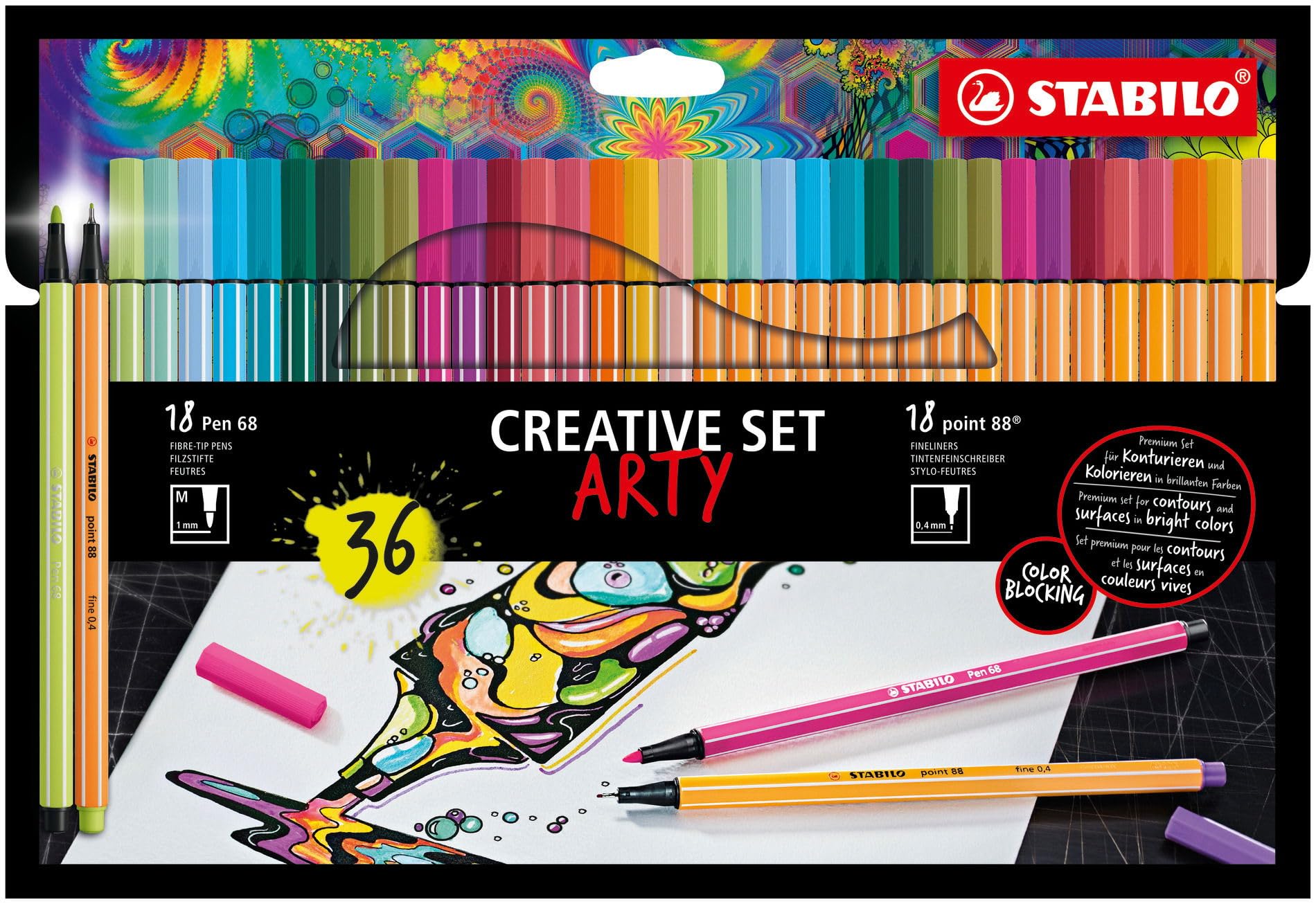 stabilo-arty-set-cr-atif-x-36-feutres-18-pen-68-18-point-88 image 1