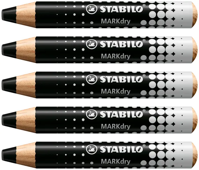 stabilo-markdry-crayon-marqueur-ardoise-et-tableau-blanc-lot-x-5-mine-xxl-noir image 1