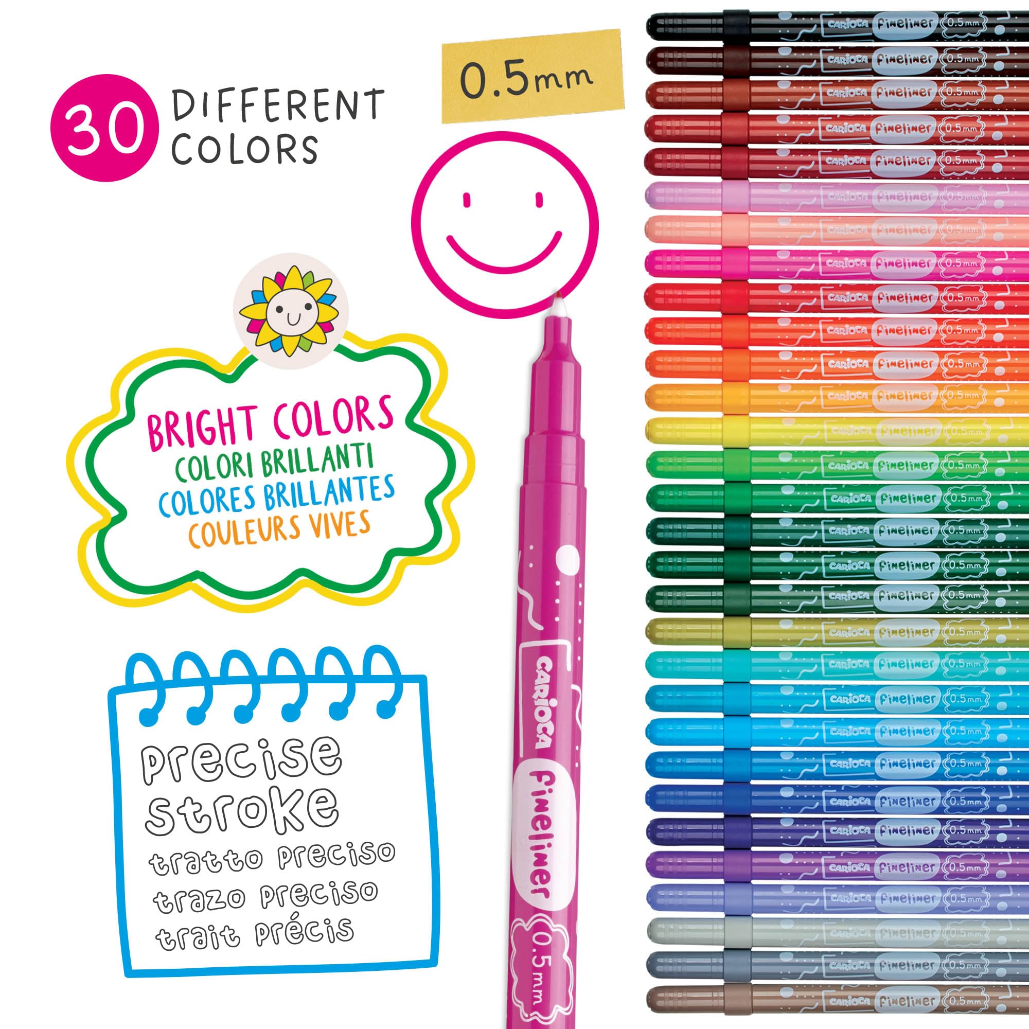 carioca-fineliner-bo-te-de-30-fineliners-couleurs-assorties-pointe-pr-cise-0-5-m image 3