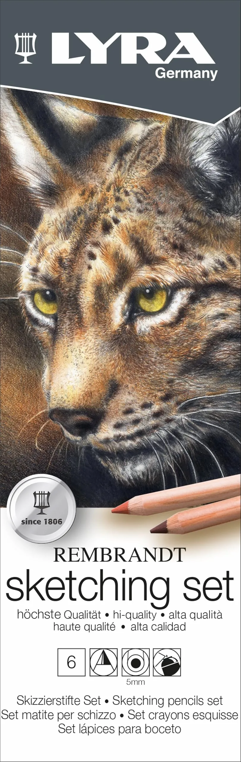lyra-rembrandt-art-design-bo-te-m-tal-6-crayons-dessin-graphite image 1
