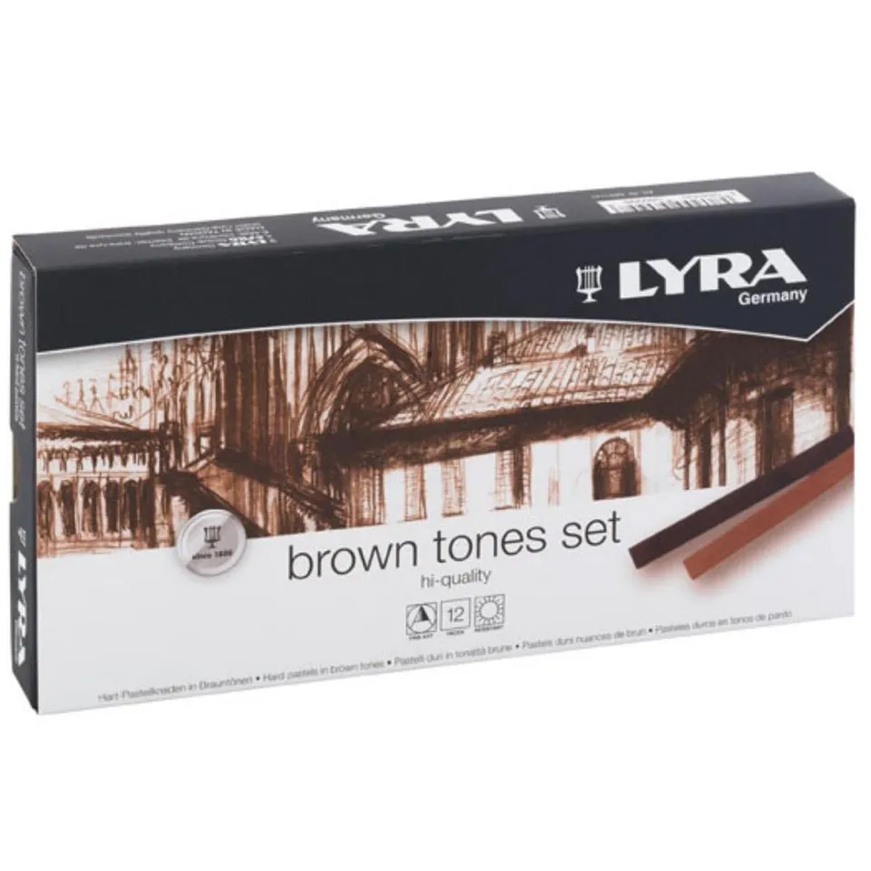 lyra-rembrandt-art-design-bo-te-12-pastels-carr-s-polycrayons-soft-tons-bruns image 1