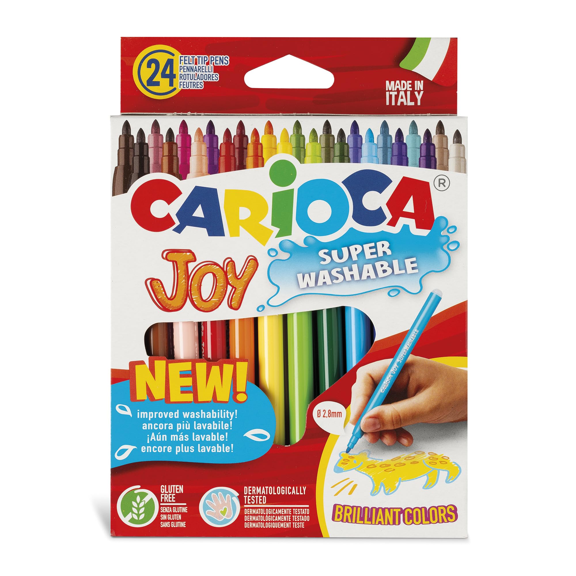 carioca-joy-super-washable-feutres-pointe-fine-bo-te-24-couleurs-made-in-italy image 1