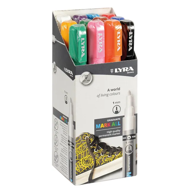 lyra-graduate-mark-all-tui-12-marqueurs-permanents-0-7-mm-multi-surfaces image 1