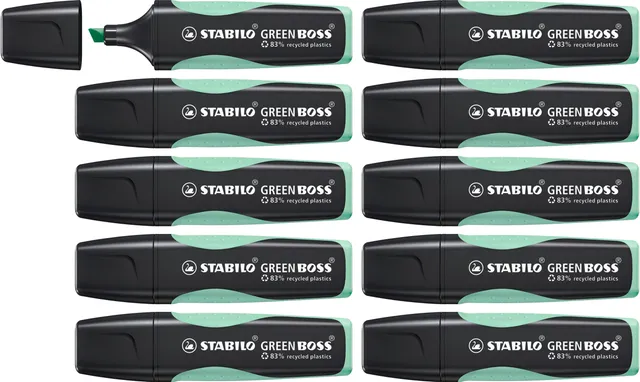 stabilo-green-boss-pastel-menthe-l-eau-lot-10-surligneurs-co-responsables image 1