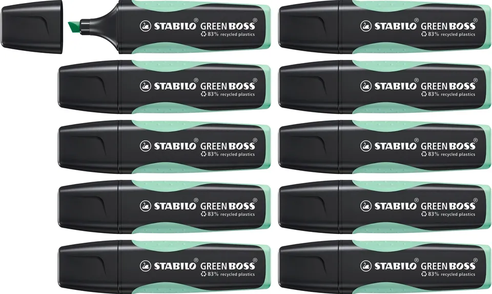 stabilo-green-boss-pastel-menthe-l-eau-lot-10-surligneurs-co-responsables image 1