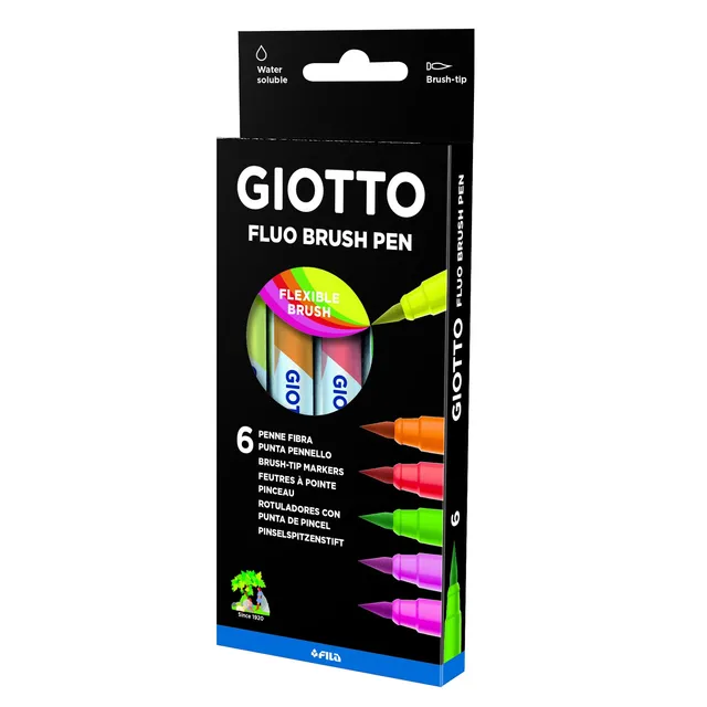 giotto-turbo-soft-brush-fluo-tui-6-feutres-pointe-pinceau image 1