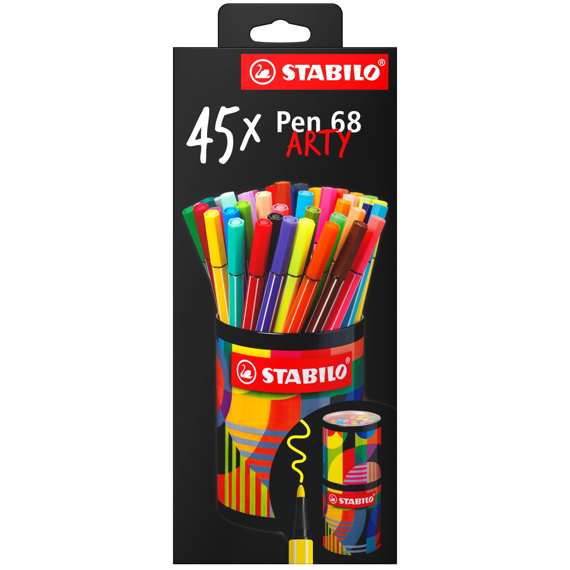 stabilo-pen-68-arty-bo-te-m-tal-ronde-45-feutres-coloriage-pointe-moyenne image 3