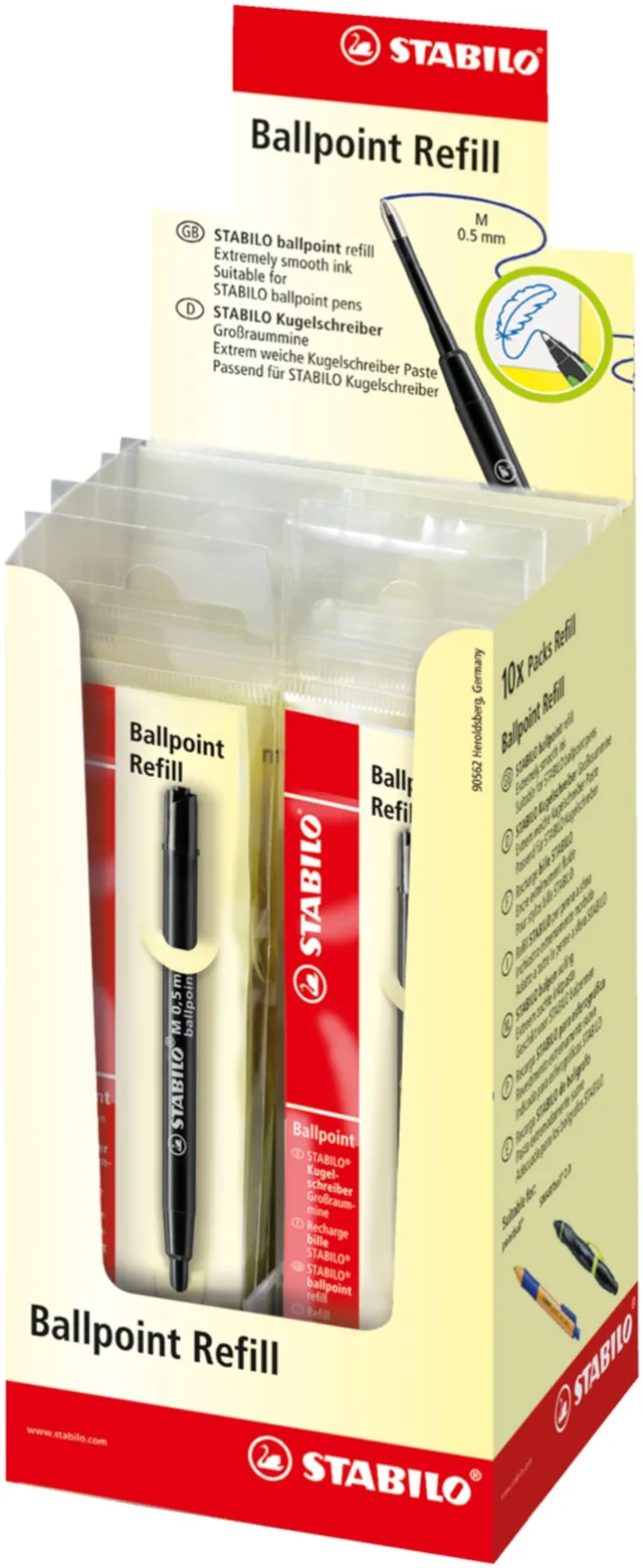 stabilo-pointball-recharge-stylo-bille-lot-x-10-noir-0-5-mm image 1