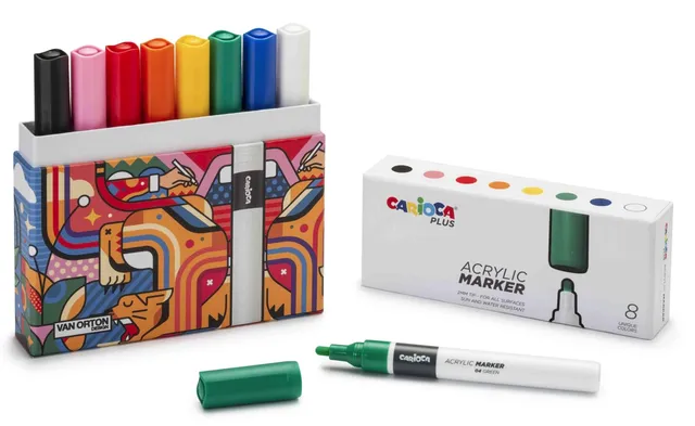 carioca-acrylic-colors-plus-large-marqueur-acrylique-2-mm-bo-te-rigide-8-couleur image 1
