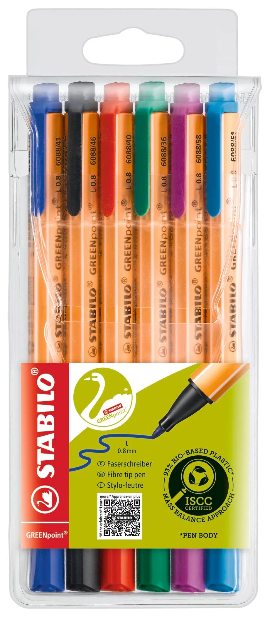 stabilo-greenpoint-pochette-de-6-stylos-feutres-pointe-moyenne-0-8-mm image 1
