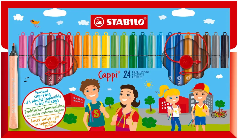 stabilo-cappi-feutres-de-coloriage-tui-carton-x-24-pointe-moyenne-avec-lacet-d-a image 1